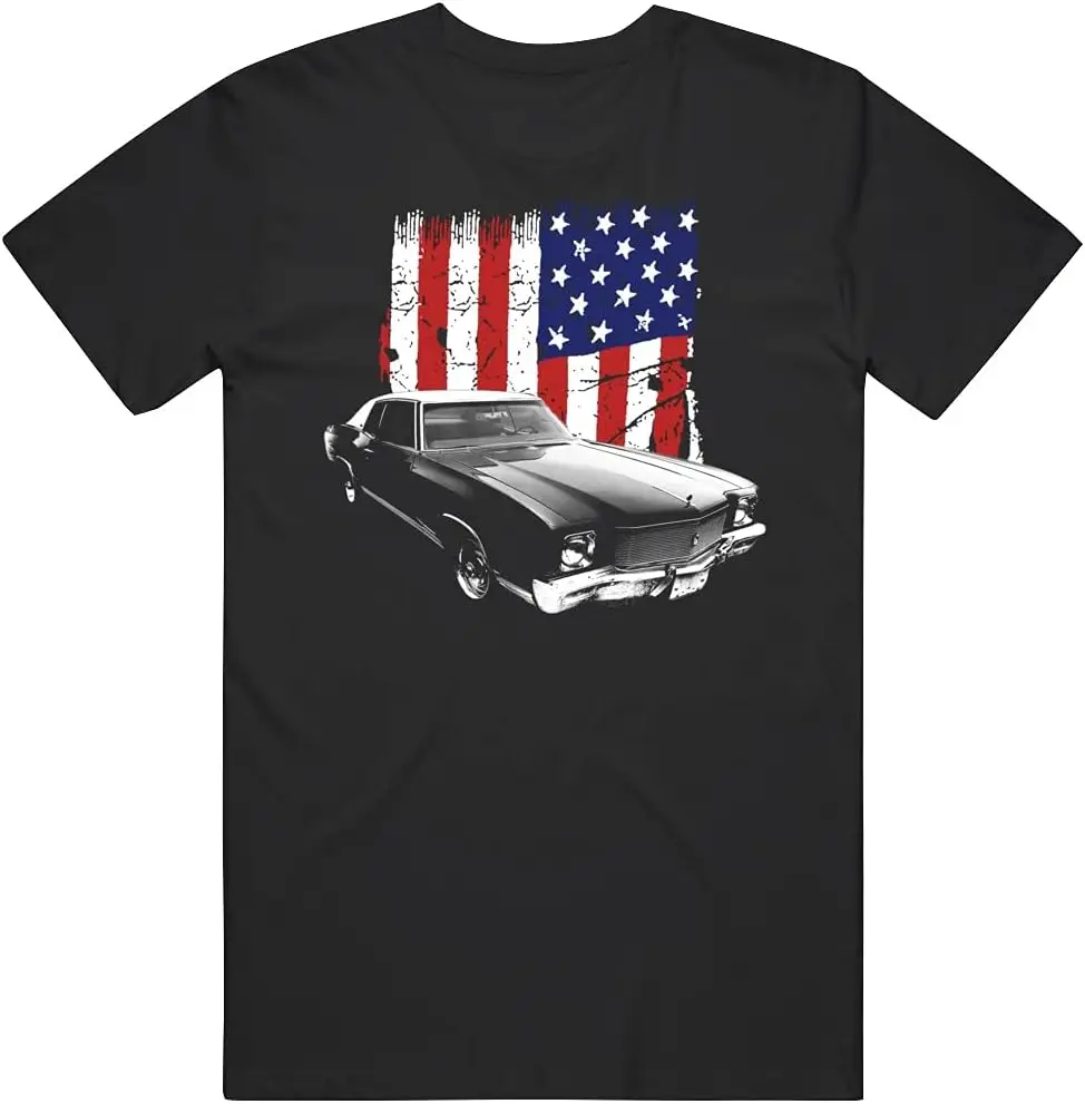 1971 Monte Carlo Front Three Quarter View with Us Flag T Shirt