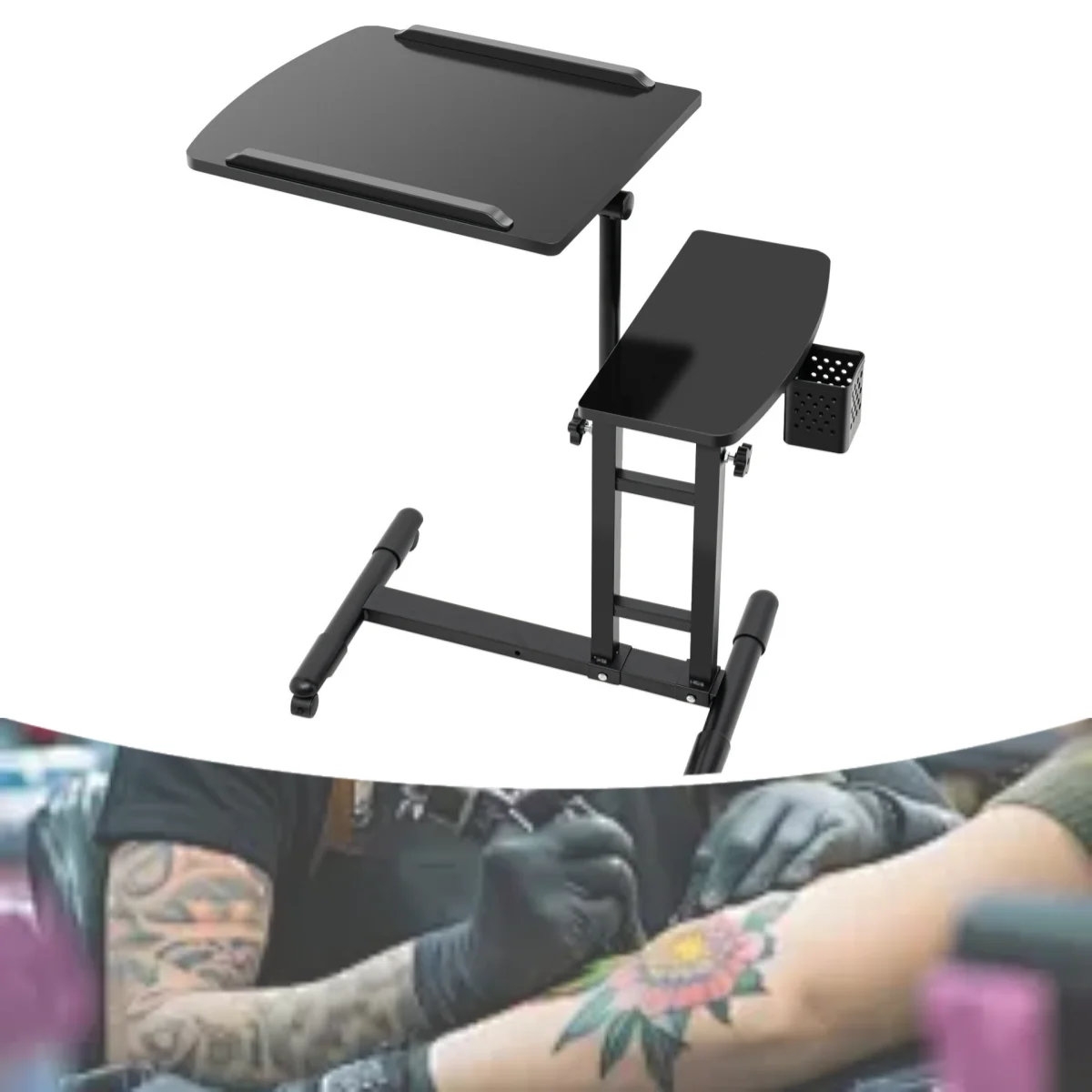 

Tattoo Workbench Stand Portable Double-Table Tattoo Station Adjustable Tattoo Tool Storage Workbench for Tattoo Beauty Medical
