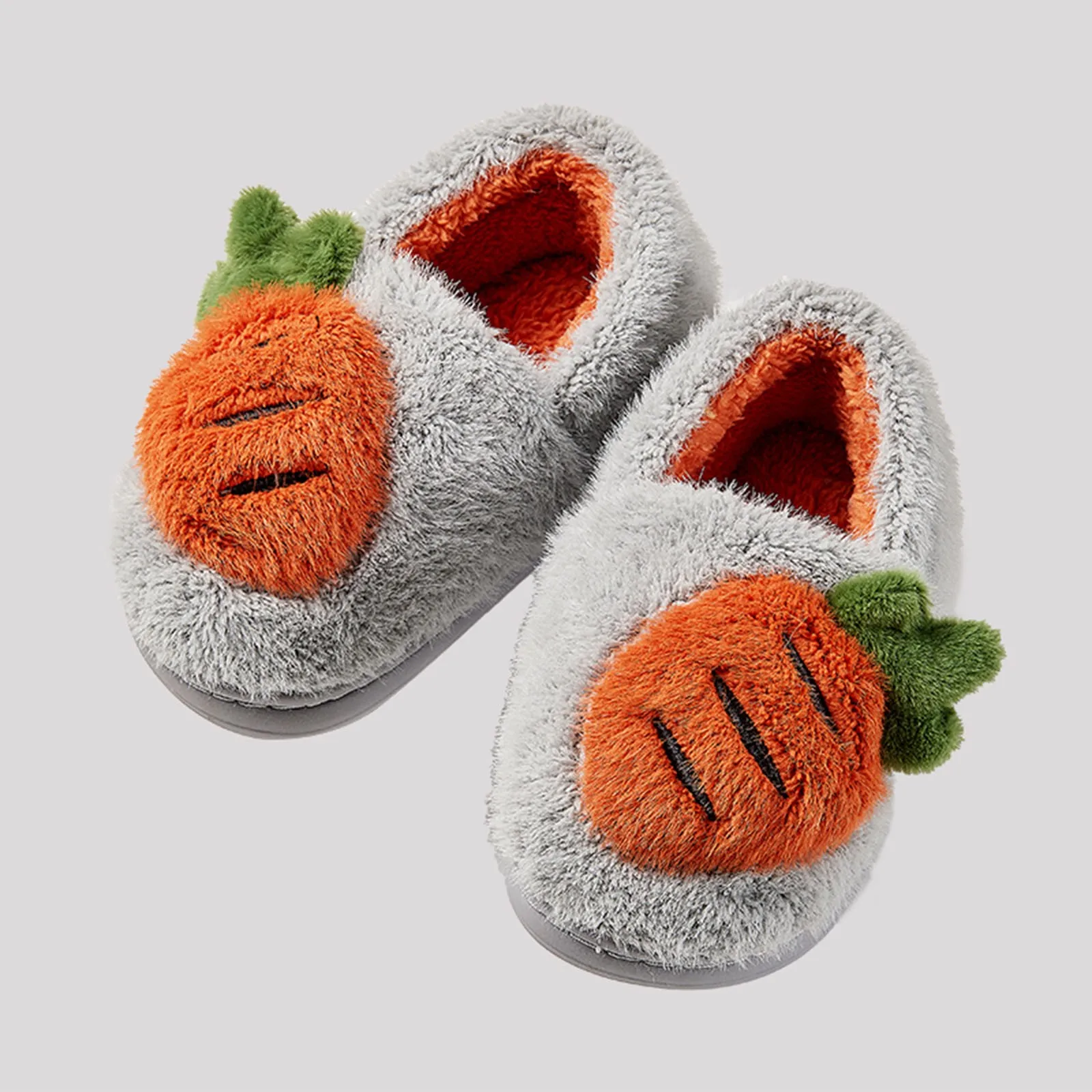 New Children Cotton Slippers Winter Kid Indoor Slippers Cute Fruit Home Plush Slippers Soft Sole Warm Winter Slippers Flat Shoes