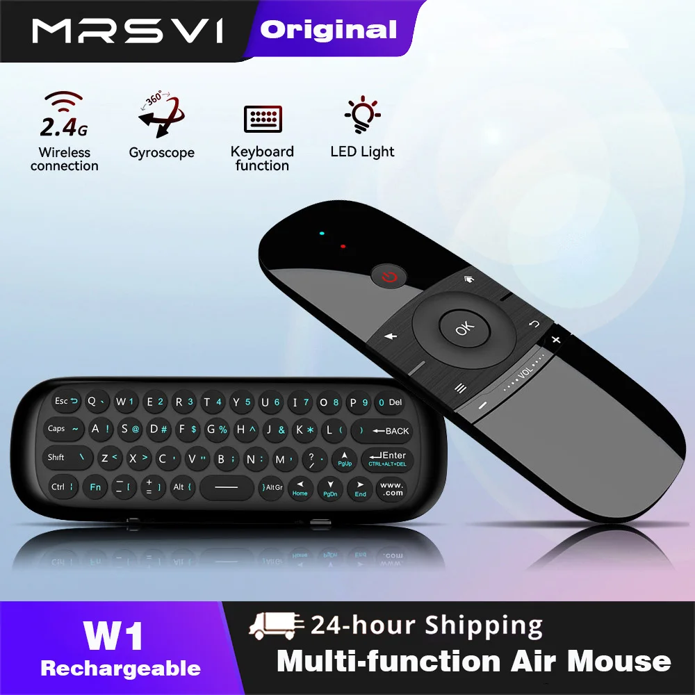 MRSVI W1 Air Mouse Keyboard 2.4G Wireless Remote Control IR Learning Gyroscope Motion Sense for Smart TV Android TV Box PC