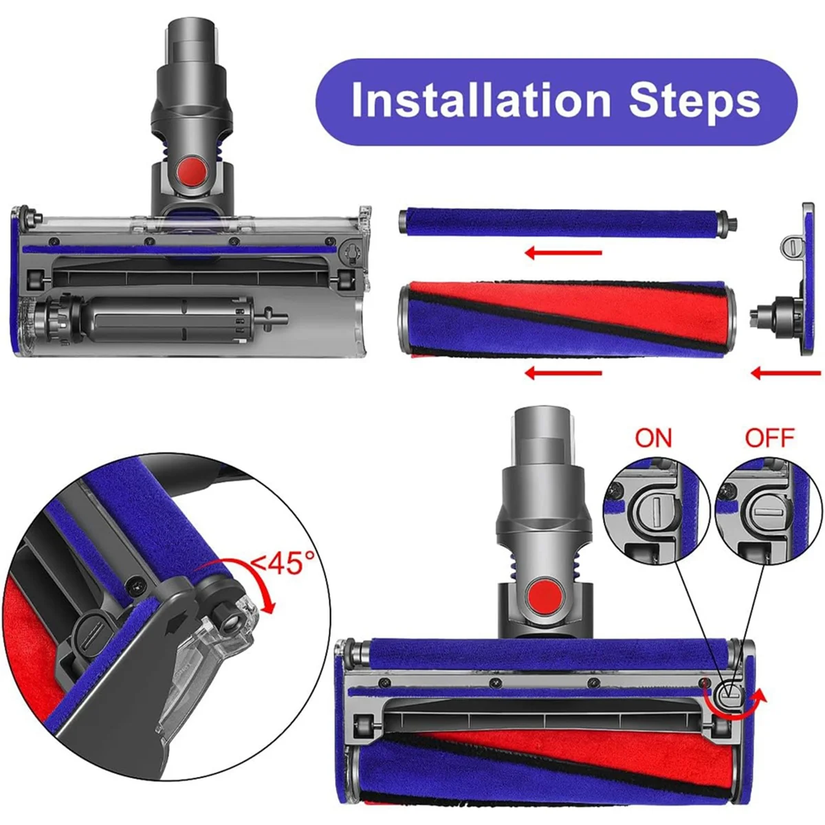 Hot sale Replacement Brush Roller for V6 V7 V8 V10 V11, Soft Roller for Soft Rollers Floor Nozzle 966488-01