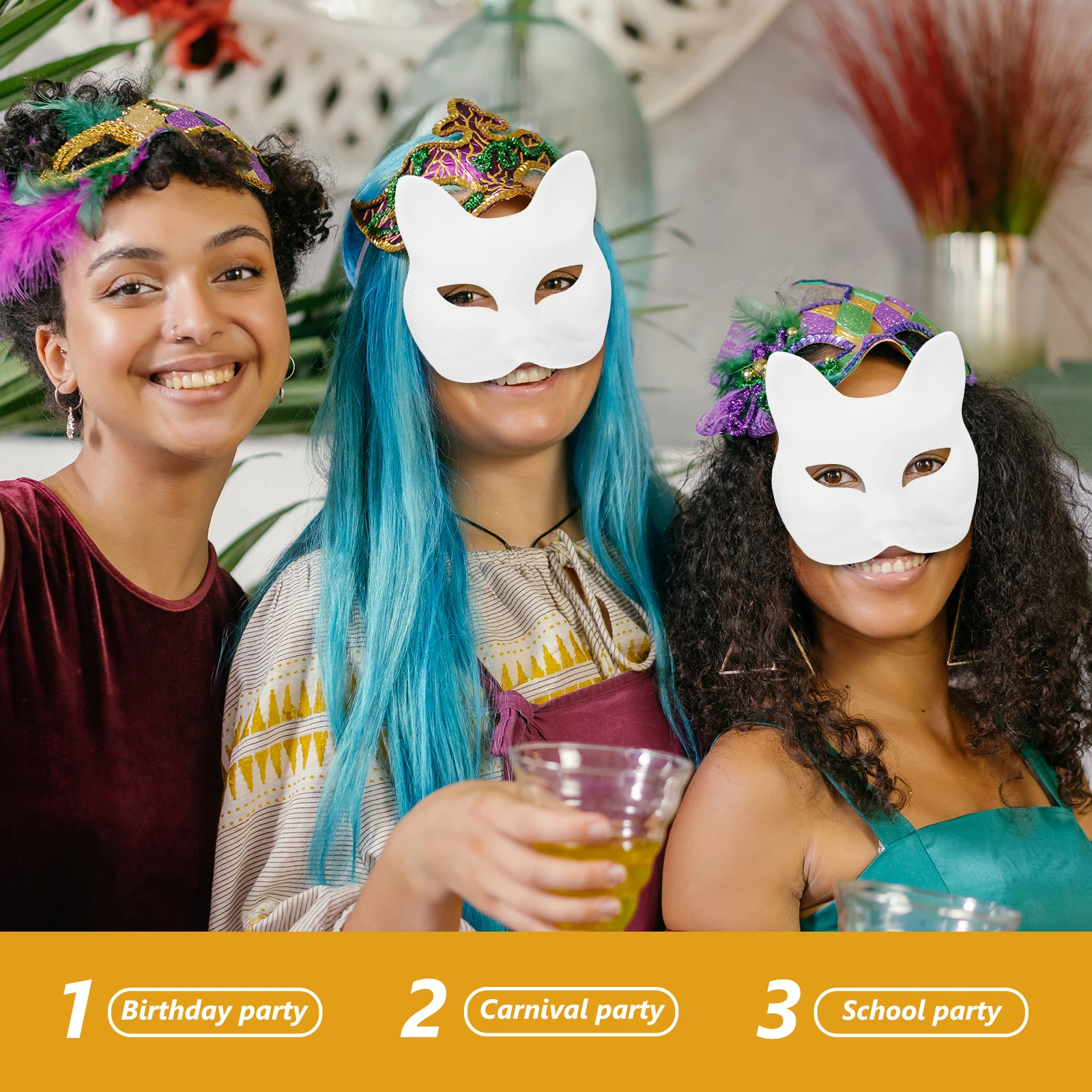 

3pcs Masks DIY White Paper Blank Fox Mask Unfinished Paintable Masquerade Blank Masquerade Mask Party Handcraft Toy
