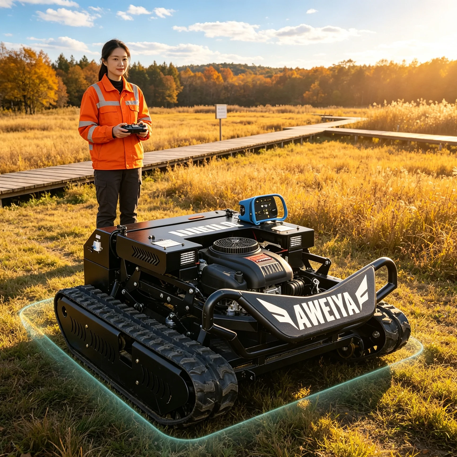 Customized 900 For Mountainous Scenic Lawn Tracked Self‑Propelled Lawn Mower, Optional Snow Shovel Accessory, All‑Terrain Crawle