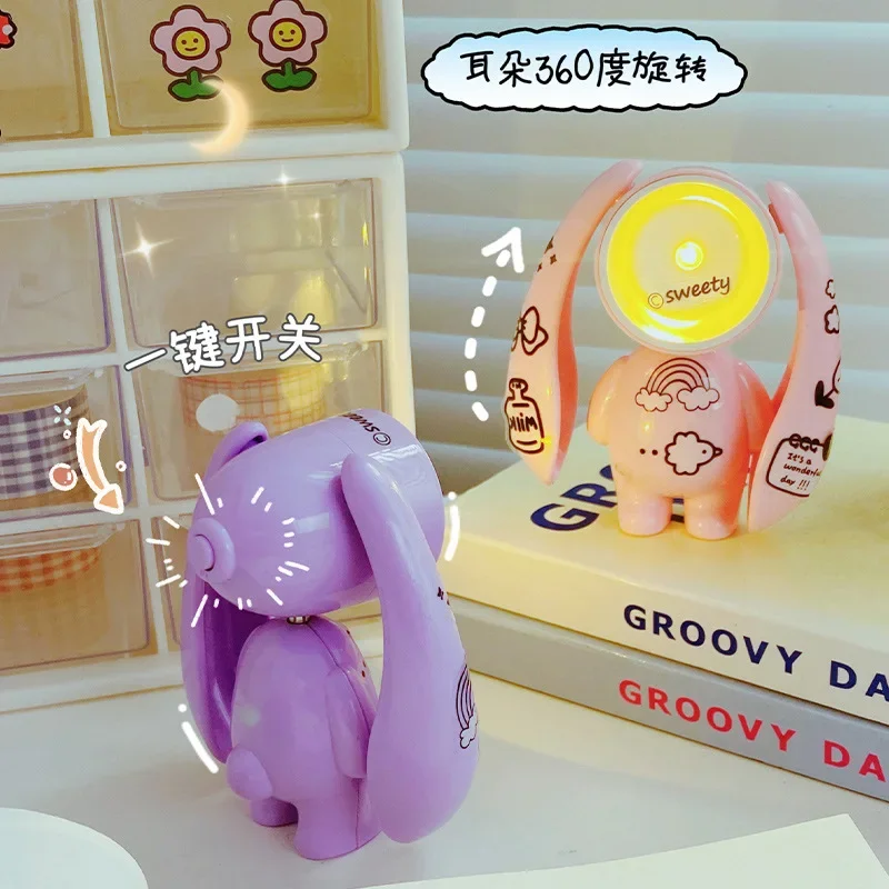 Cartoon Rabbit DIY Sticker Mini Night Light Student Children's Study Room Bedroom Study Sleep Mini Cute Portable Table Lamp