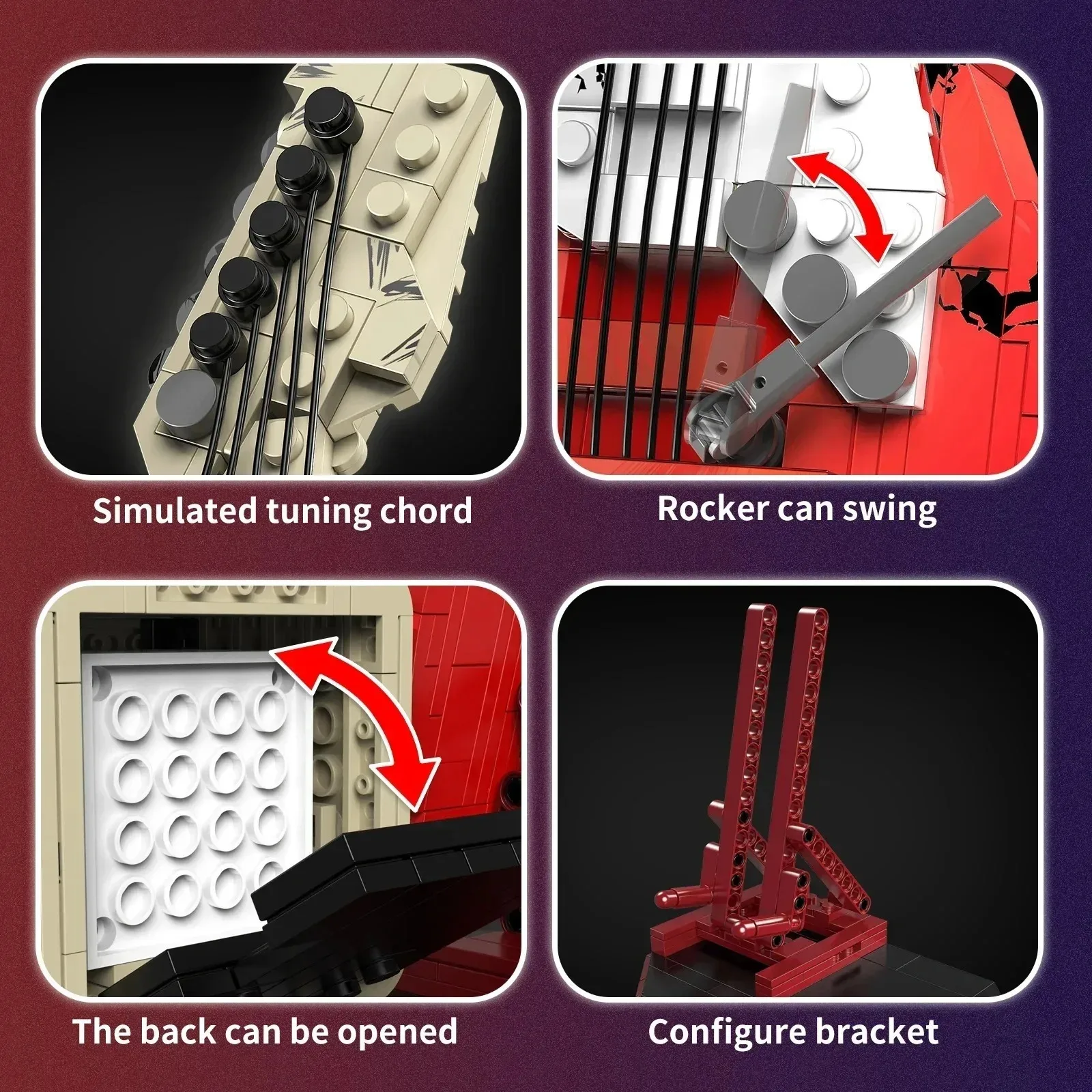 500 stks Kunstenaar Gitaar APP Controle Bouwsteen Bakstenen Technisch Met Bluetooth Audio USB Gift Muziek Afspelen Volwassen Kind Speelgoed Gift