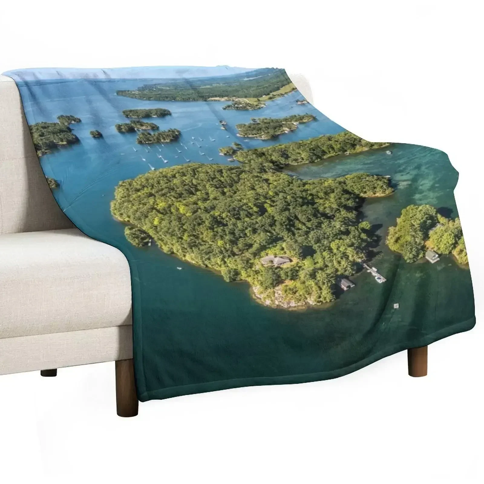 Thousand Islands and the St. Lawrence River in Gananoque, Canada Throw Blanket Hairys Comforter Blankets