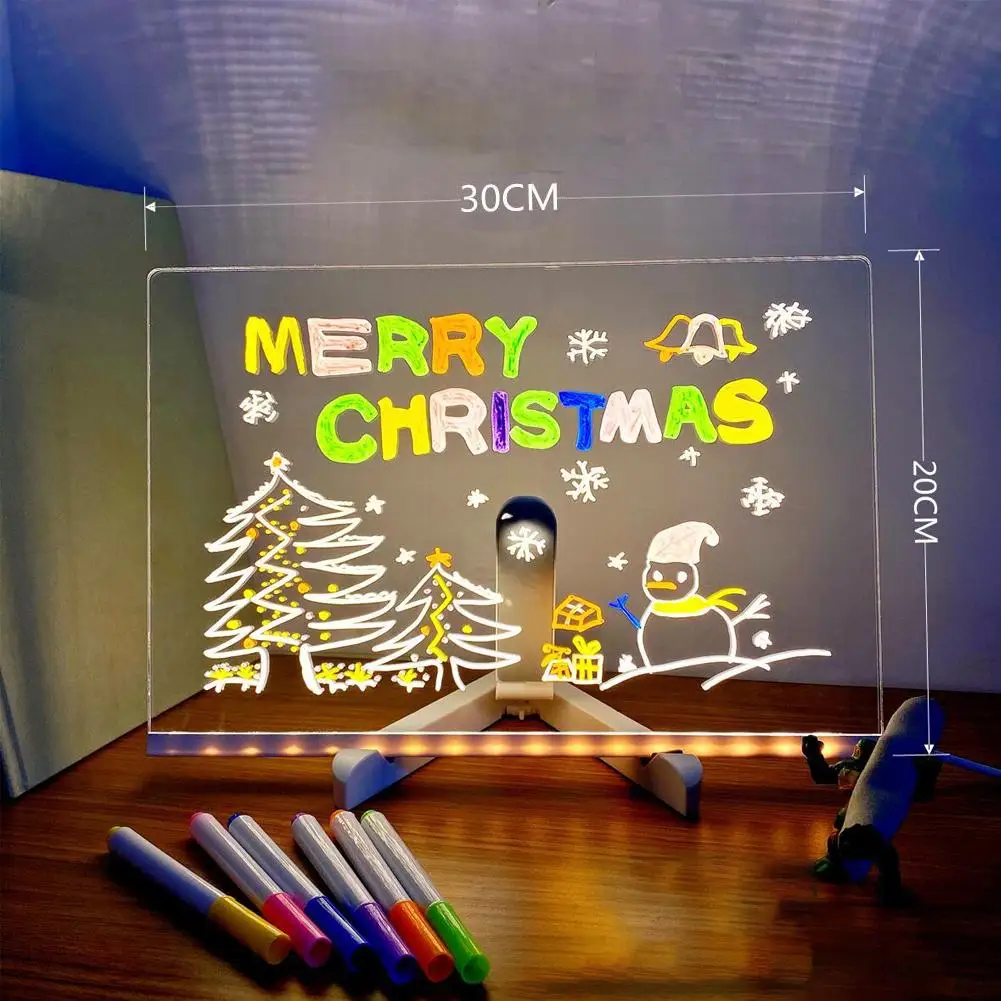 

Light Up Acrylic Message Board Rewritable DIY Children's Glowing Drawing Board Message Lamp Marker Board For Office School Home