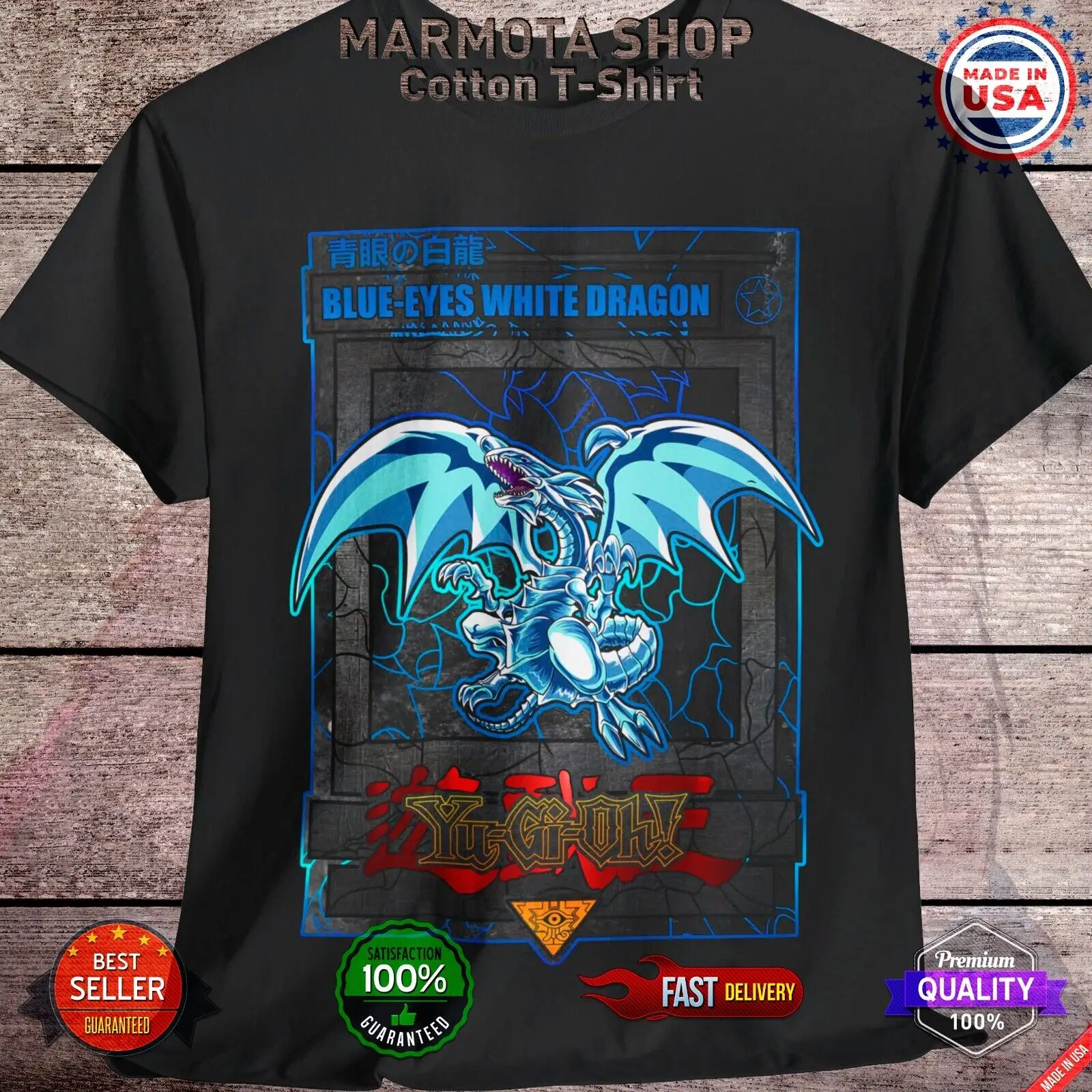 

Blue Eyes White Dragon Yu-Gi-Oh T-Shirt Seto Kaiba Anime Soft Tee Shirt All Size