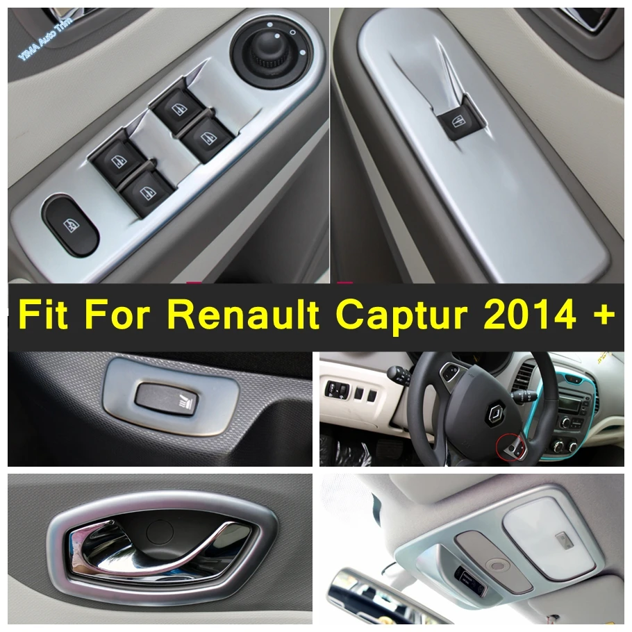 

Car Glass Switch / Inner Door Bowl / Air Outlet / Reading Lamp Cover Trim Frame For Renault Captur 2014 - 2018 Matte Accessories