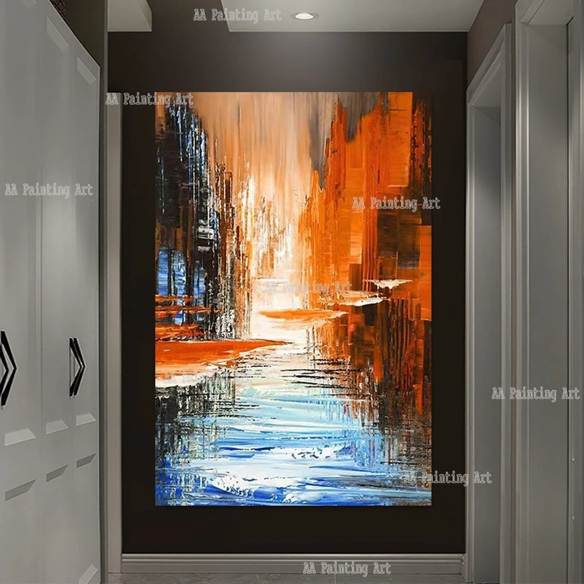 

Modern Hotel Decor Luxury Canvas Art Abstract Street Scenery Large Size Decorative Acrylic Painting Unframed Wall Artwork