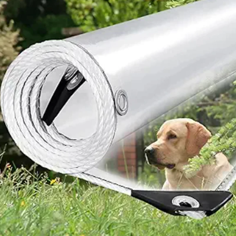 Tissu imperméable transparent résistant aux déchirures en PVC vinyle, adapté pour le jardin, la terrasse, le porche et l'extérieur, pare-soleil coupe-vent