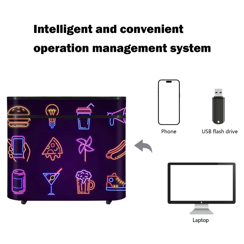 Qray LED U-Shaped Commercial Advertising Display Screen Video Wall Front Desk Wheels 1000cd Brightness Adobe RGB 98% Color Gamut