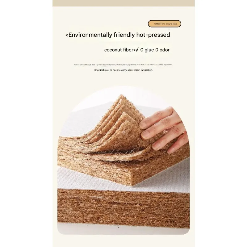 3cm/5cm Thick Japanese Style Folding Tatami Mattress with Artificial Rattan Surface Coir Core for Yoga Meditation Cooling Mat