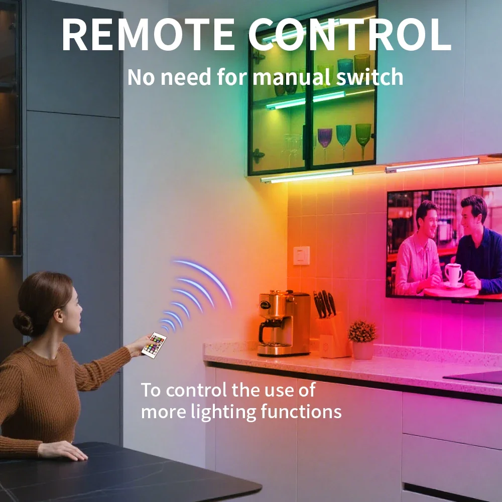 Smart Rechargeable Colored Lights, Remote Control Night Lights, Cabinet Lights, Sensor Lights, Home Atmosphere Lights, Suitable for Living Rooms, Entrance Halls, Bedrooms, Etc