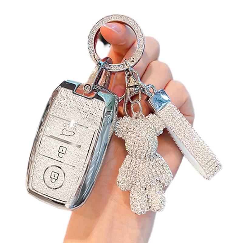 Caso chave do carro capa fob para kia picanto sportage rio 3 cerato 4 soul k5 ceed optima seltos sorento remoto branco tpu saco chave do carro
