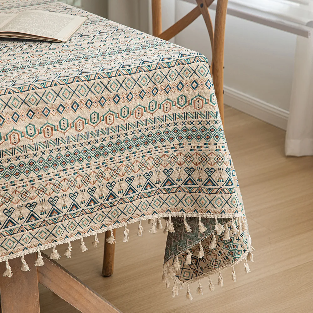 American Countercolor Geometric Tablecloth Bohemian Jacquard Tablecloths Heat Insulation Hot Thick Coffee Cloth Table Decoration