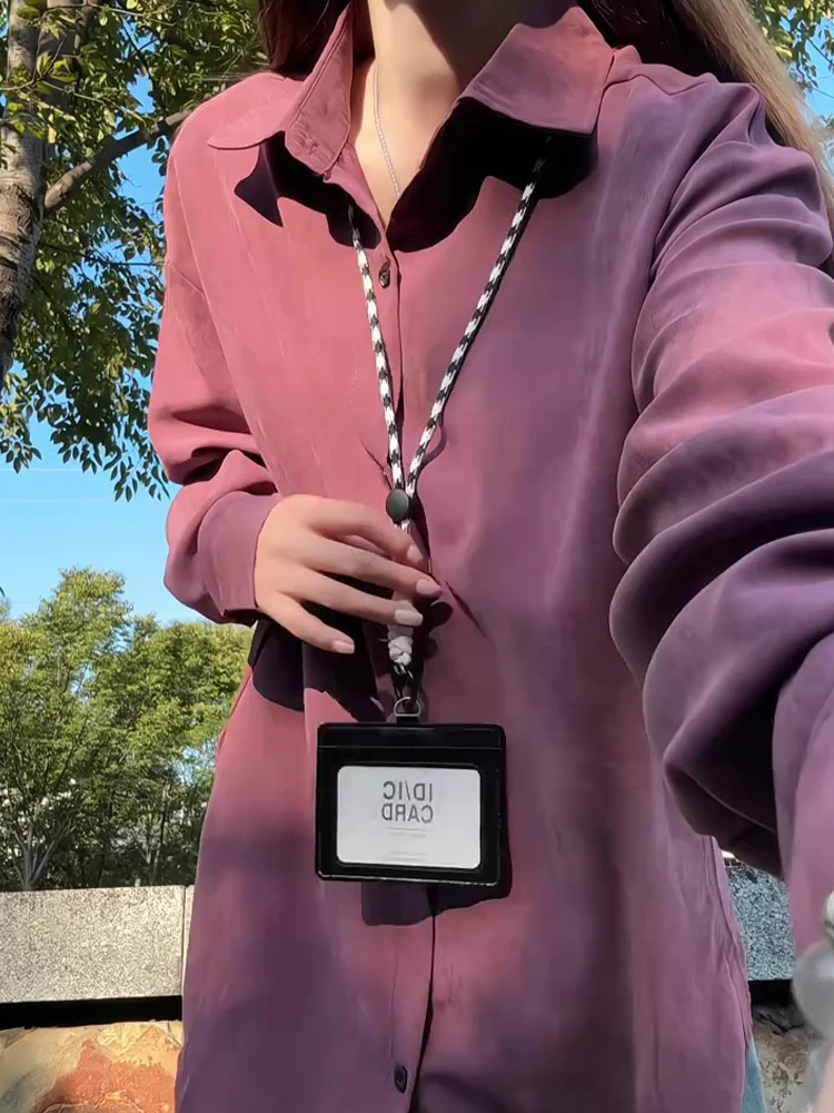 

Мужская рубашка свободного кроя с длинным рукавом, сливово-фиолетовая, в американском ретро-стиле, осенняя повседневная верхняя одежда для пар, удобная рубашка-бойфренд из тафты