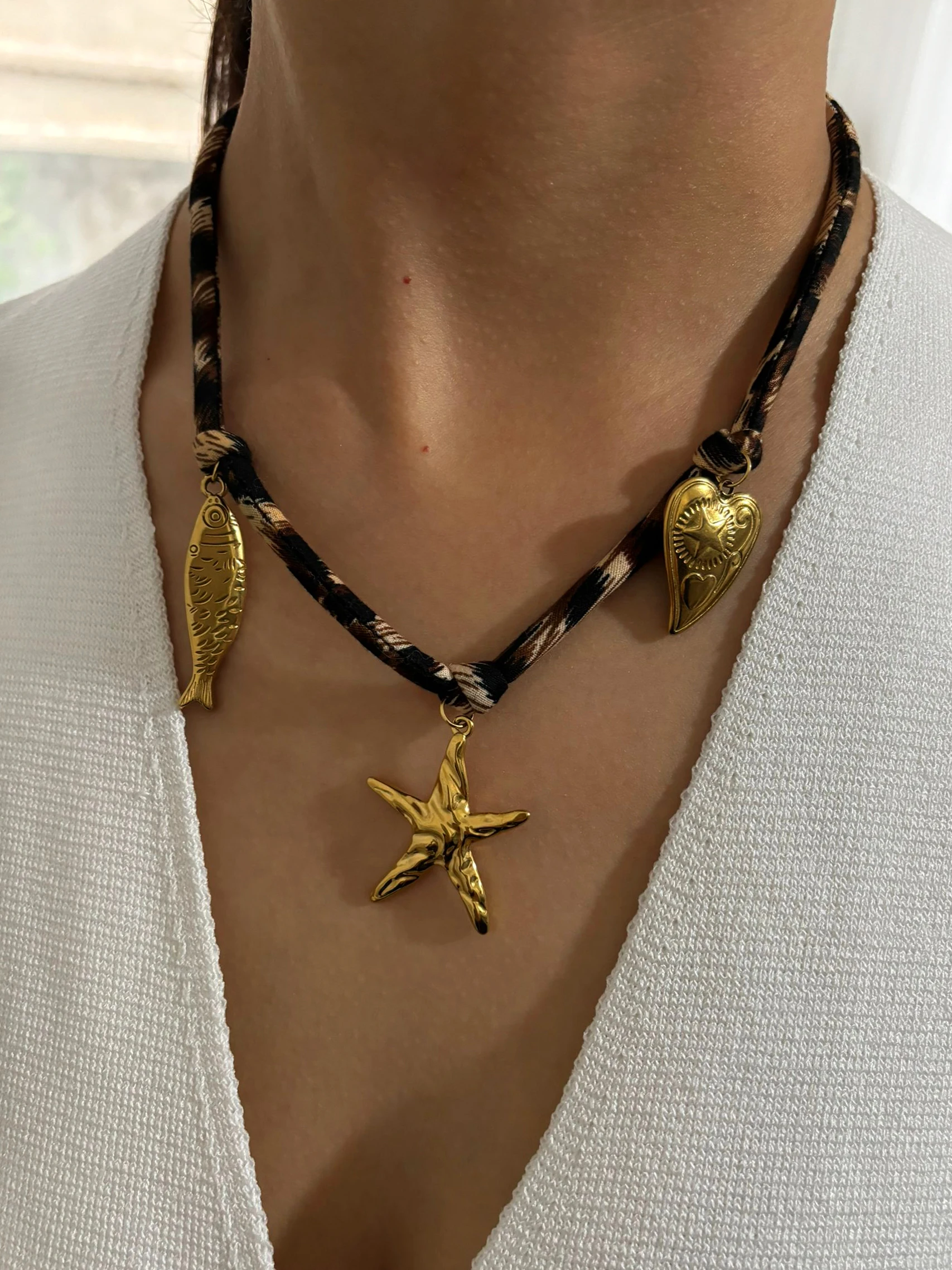Peri\'sbox 2024 Vintage Trend Design Handmade Jewelry Gold Plated Heart Conch Pendant Necklace for Women Sweater Chain Waterproof