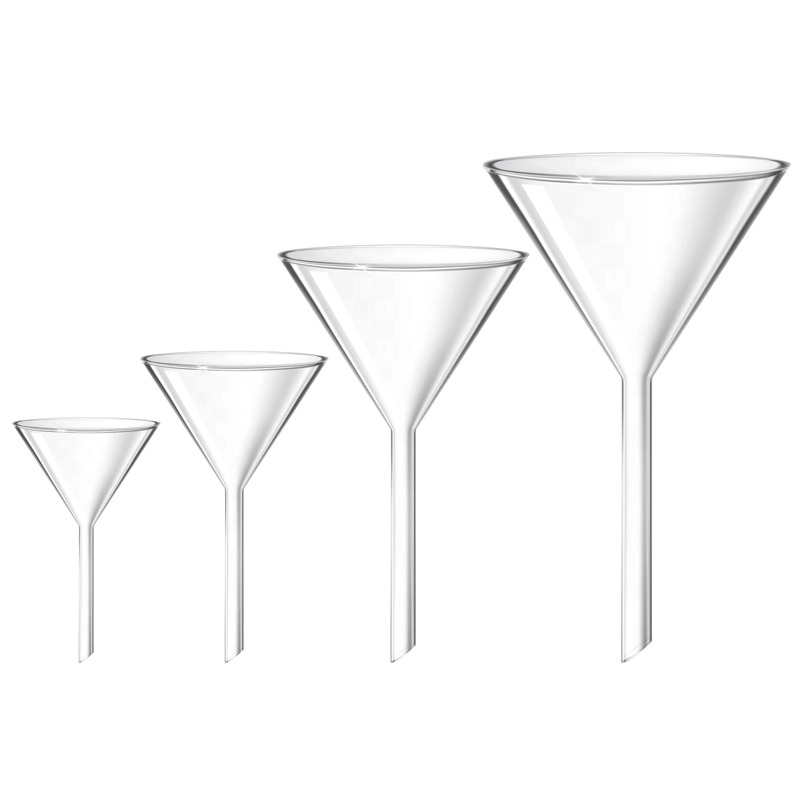 4Pcs Laboratory Funnels Glass Short Stem Clear Funnels Chemistry Teaching Supplies Lab Glassware Funnel Glassware