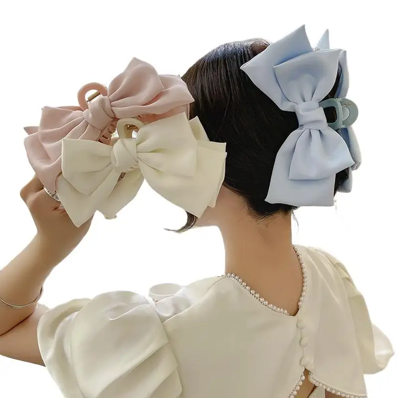 1 Stück Elegante Mädchen-Haarspange mit Doppelseitiger Schleife in Einfarbigem Design für Frauen, Süße Haarklammer für Partys – Detail 6