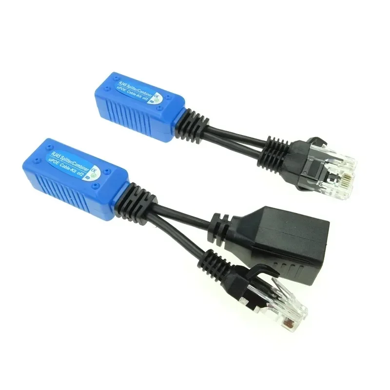 1 pasang RJ45 splitter combiner kabel uPOE, dua kamera POE menggunakan satu kabel jaringan kabel adaptor POE konektor kabel listrik pasif