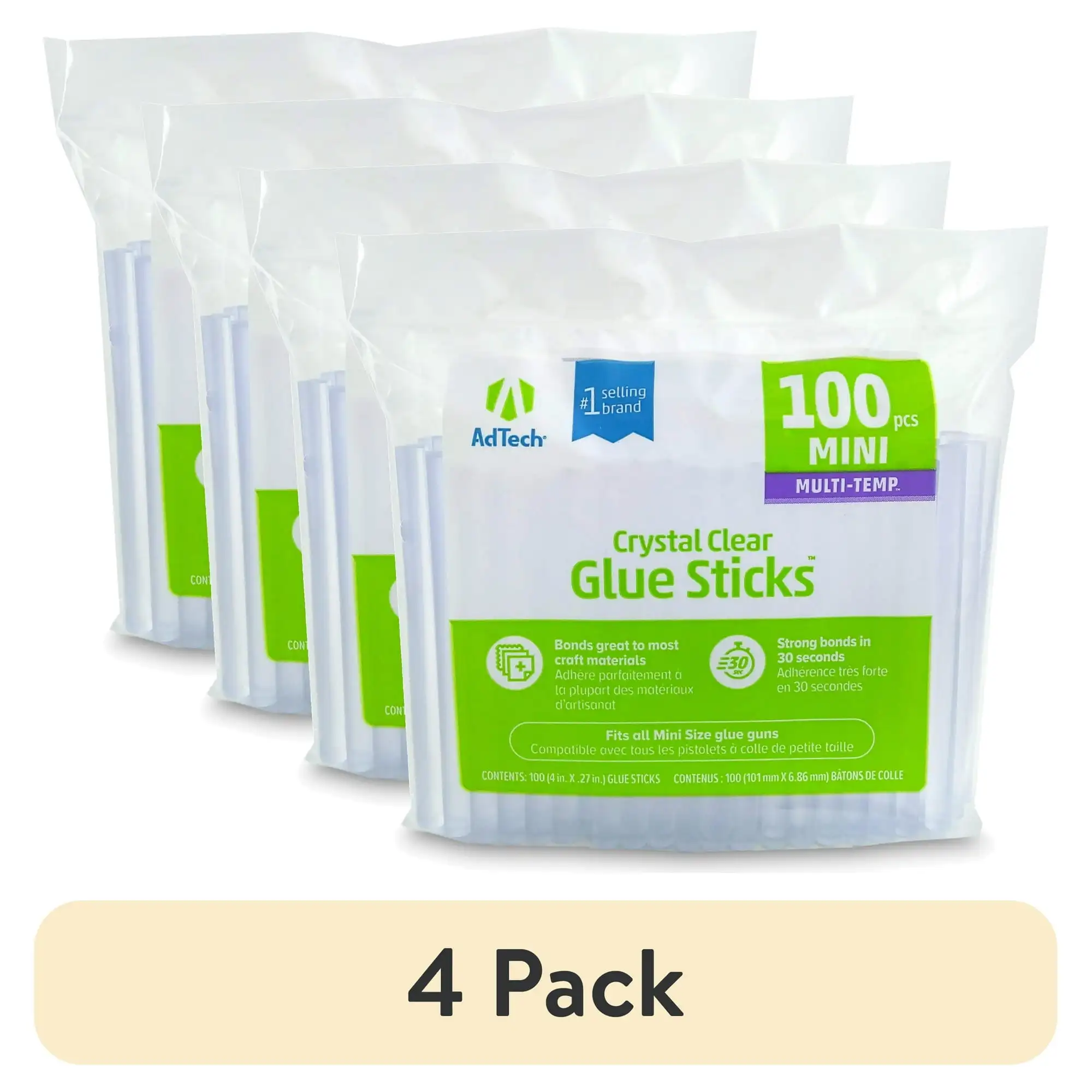 (4 pacotes) Bastões de cola quente AdTech Crystal Clear Mini Size