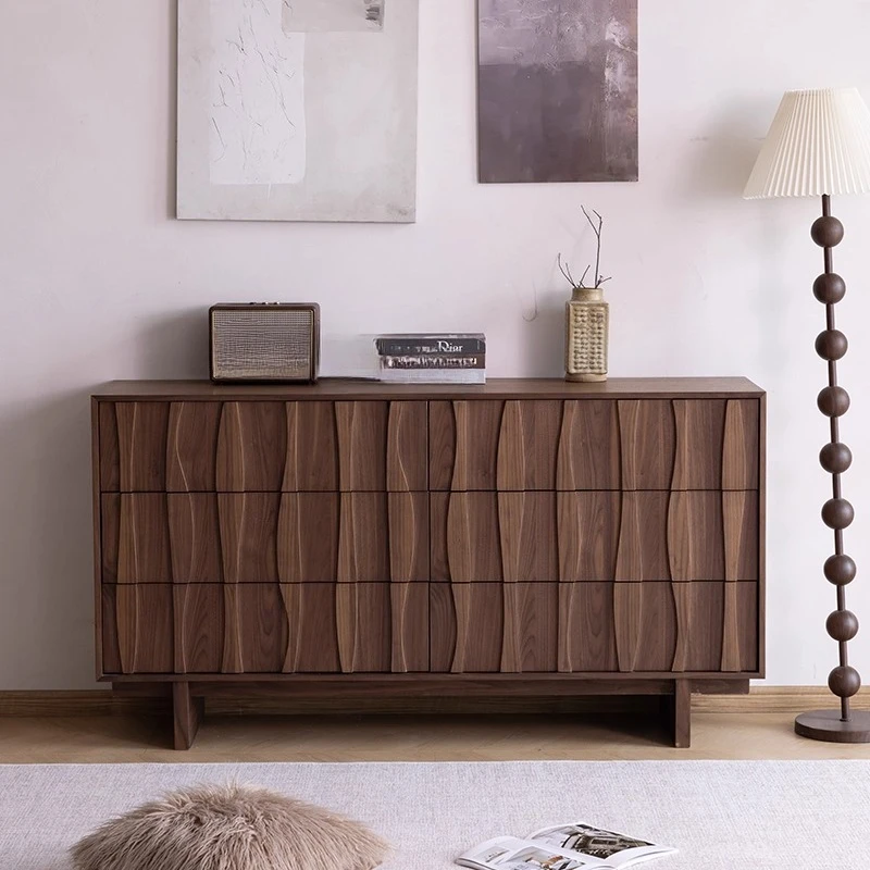 medieval style all solid wood six-chest cabinet, black walnut card cabinet, master binst the wall