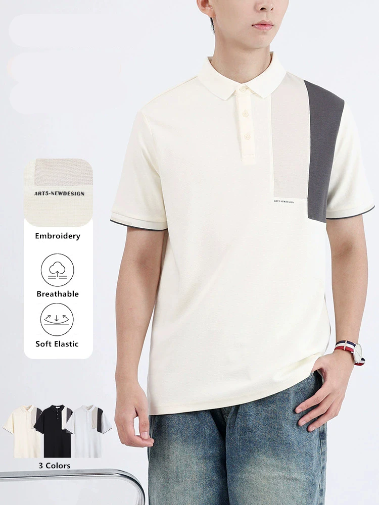 Embroidery Print Gently Polo Shirts For Men Short Sleeve Fashion Summer High Quality Cotton Blends Comfortable Camisas De Hombre