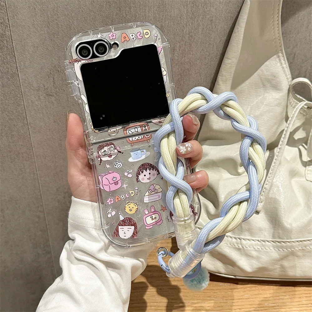 

Korean Cute Shin-chan with hinges chibimaruko cartoon phone case for Samsung Galaxy Z Flip7 FE Flip5 flip6 4 3 flip5 6 7 cover