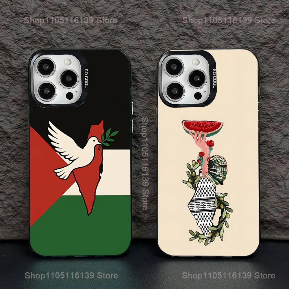 

P-Palestine-es-F-Flag MAP Phone Case For iPhone 16,15,14,13,12,11,Pro,XS,Max,Plus,Mini,SE Black Candy Matte Shockproof Cover