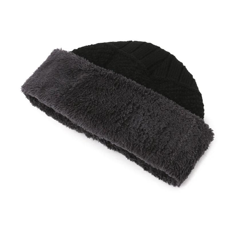 Winter Strick mütze Herren Damen Samt warme Schal Mütze verdickte Wolle Hoodie Eltern Kind Hut Gorro E Cache col