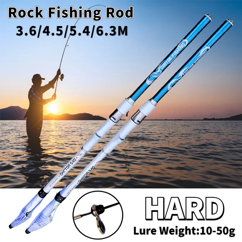 GHOTDA High Quality Carbon Fiber Telescopic Rock Fishing Rod 3.6M 4.5M 5.4M 6.3M Super Hard Carp Feeder Pole for Salt/Freshwater