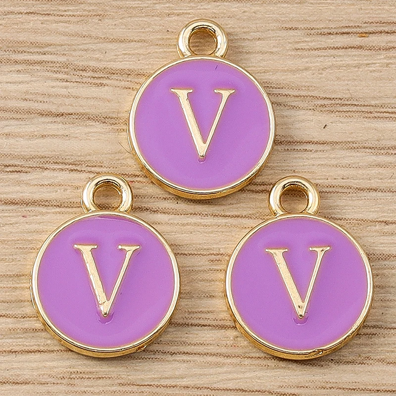 10 Stück 11 x 14 mm niedliche Emaille 26 A-Z Alphabet Buchstaben Charms Anhänger für Schmuckherstellung Ohrringe Halsketten DIY Bastelzubehör – Detail 24