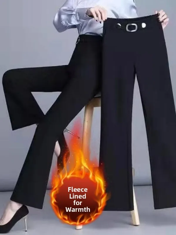 

Женские расклешенные брюки больших размеров Bla Micro Thiened Fce, повседневные брюки с высокой талией, осень-зима, новый эффект похудения