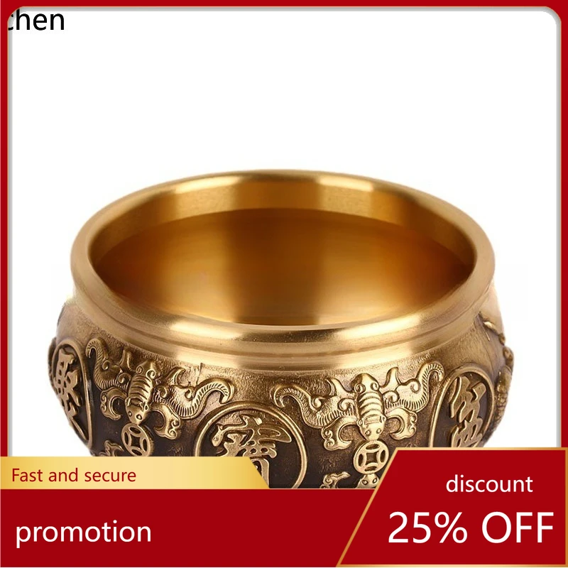 Cz brass solid cornucopia copper rice ornament wealth copper basin for home piggy bank copper cylinder prosperous wealth