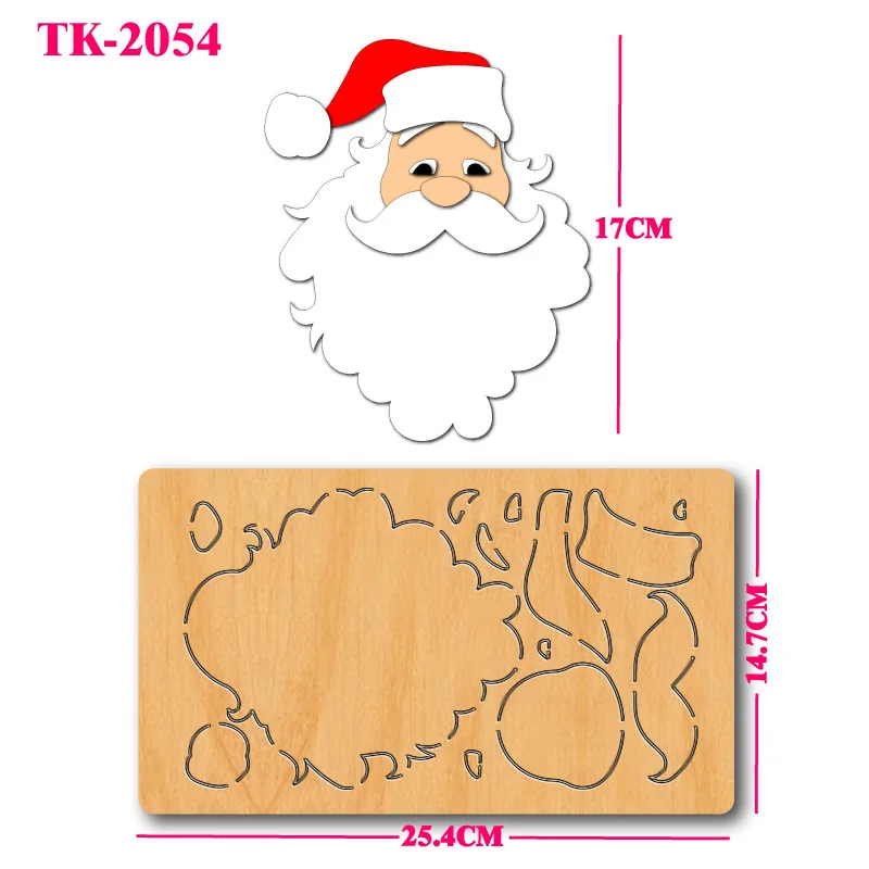 

A wooden cutting mold in the shape of Santa Claus, a DIY craft tool for holiday decoration and gift labels