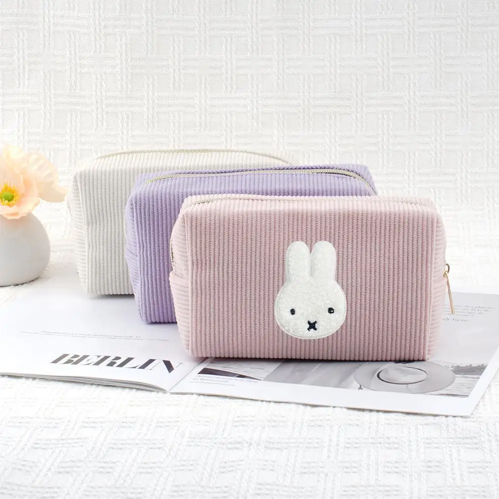 

Вельветовая сумка для хранения Miffy, милая мультяшная многоцветная простая креативная кавайная сумка для хранения канцелярских принадлежностей, косметичка, подарок для девочки