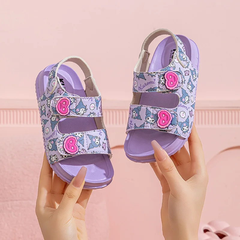 أطفال حذاء كاجوال الصنادل أحذية بكعب منخفض القوس المفتوحة تو بولي أحذية أحذية من الجلد للفتيات المضادة للانزلاق الوردي الأزرق حجم 15 سنتيمتر-20 سنتيمتر #3