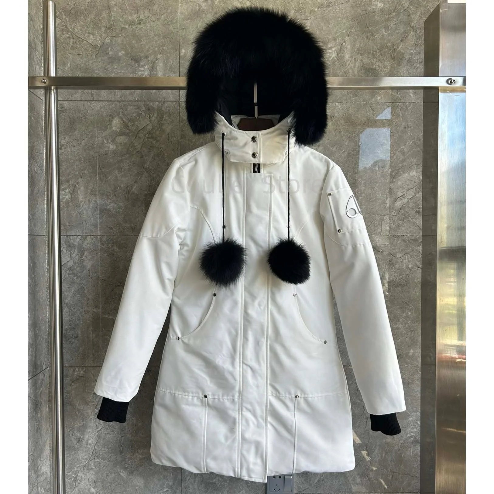 سترة نسائية كندية سفلية، معطف دافئ طويل سميك، سترة نسائية بيضاء مناسبة للمناطق الثلجية الباردة للغاية #6