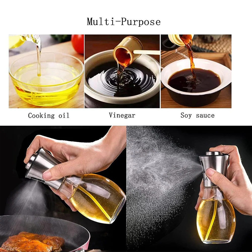 200ml Olive Oil Sprayer Bottle Oil Dispenser Food-Grade Portable Spray Bottle Vinegar Bottle BBQ Frying Grilling Kitchen Baking