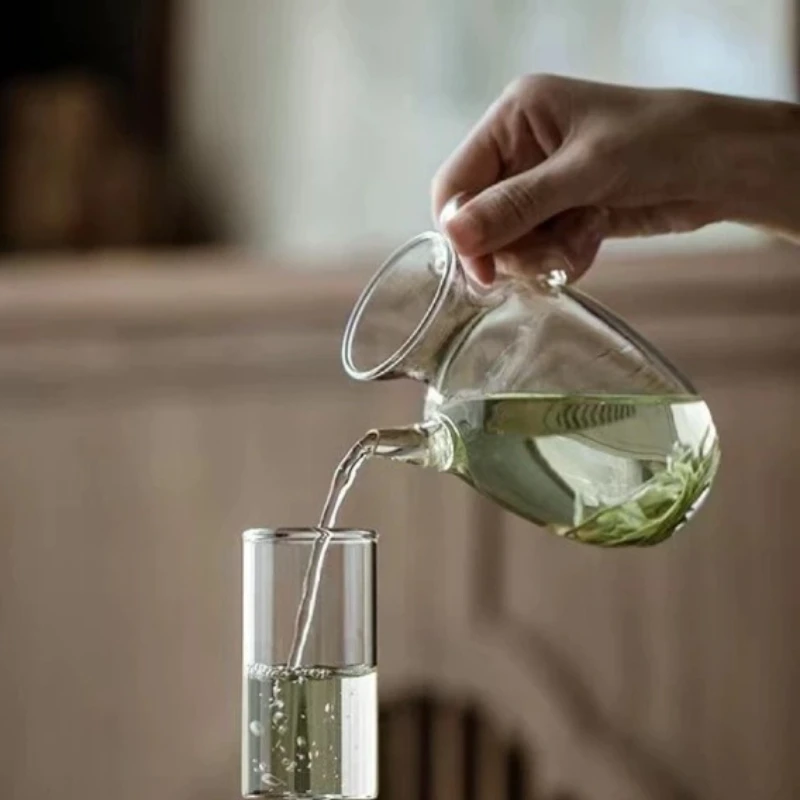 تقليد أغنية إبريق شاي زجاجي شفاف تخمير إبريق الشاي الأخضر طقم شاي شاي صغير غلاية باردة صانع الشاي أداة المنزلية وعاء واحد