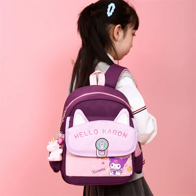 Sanrio Kuromi 2024 Nieuwe Leuke Cartoon Roze Kinderschooltas Grote Capaciteit Oxford Doek Lichtgewicht Casual Rugzak Meisjes