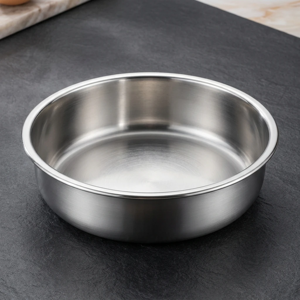Large Capacity Steamed Egg Bowl Stainless Steel Cake Pan Round Shape 8 Inch Straight Edge Design Healthy Baking Tool For Home