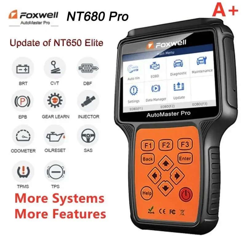 

A++ Foxwell NT680 Pro инструмент для сканирования всех систем добавляет специальные функции Обновление Foxwell NT650 Elite NT630 Plus