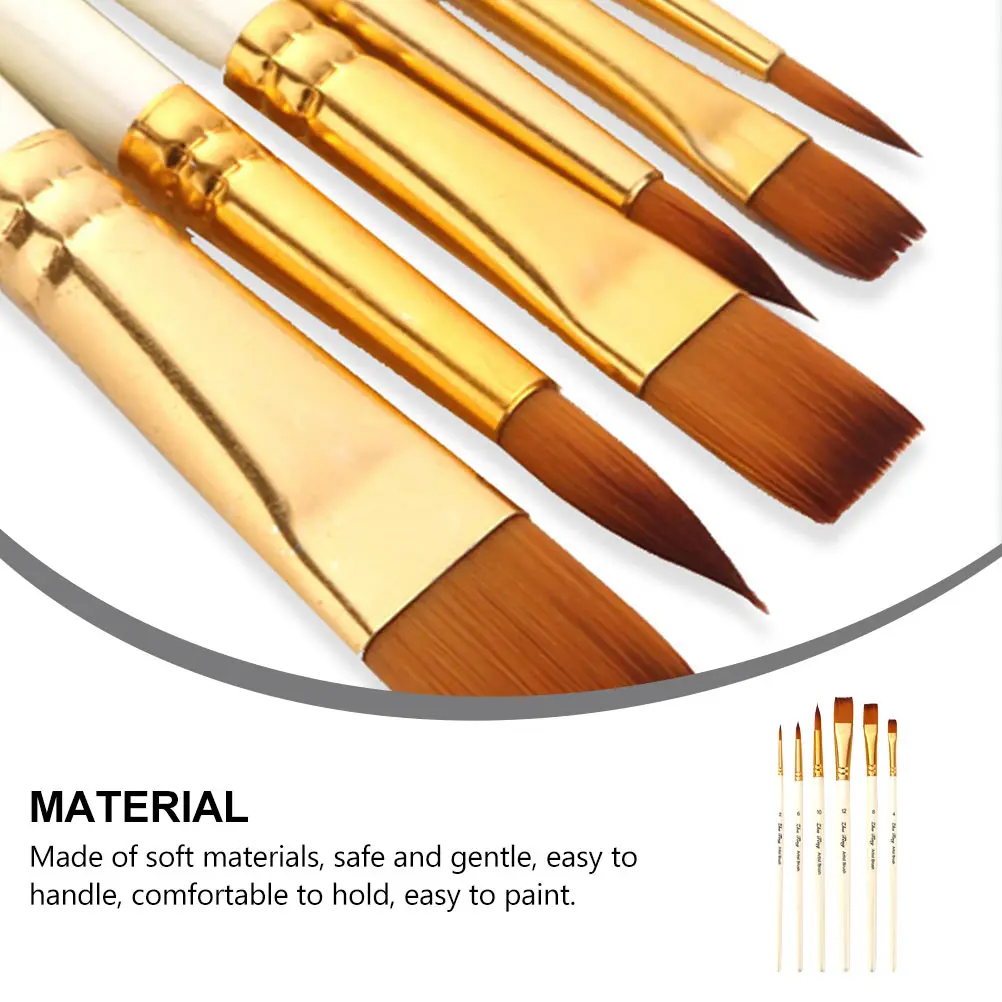 

6 Pcs Hair Artist Watercolor Drawing Oil Watercolor Brush Oil Painting Brush Adult Student White Gifts