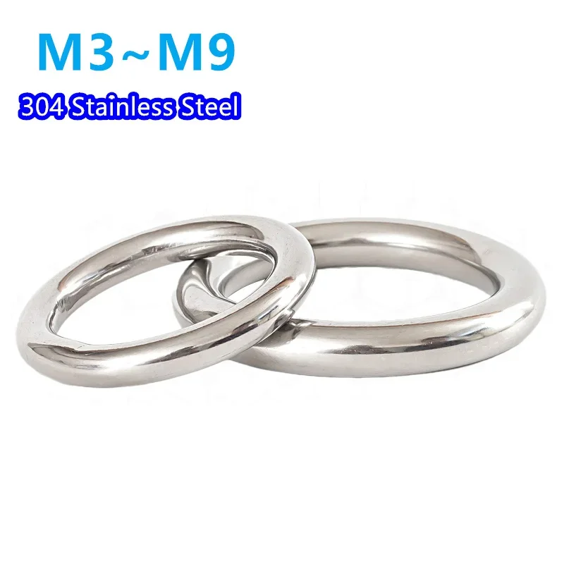 

M3-M9 Heavy Duty Welded Round Rings Smooth Solid O Ring 304 Stainless Steel For Rigging Marine Boat Hammock Yoga Hanging Ring