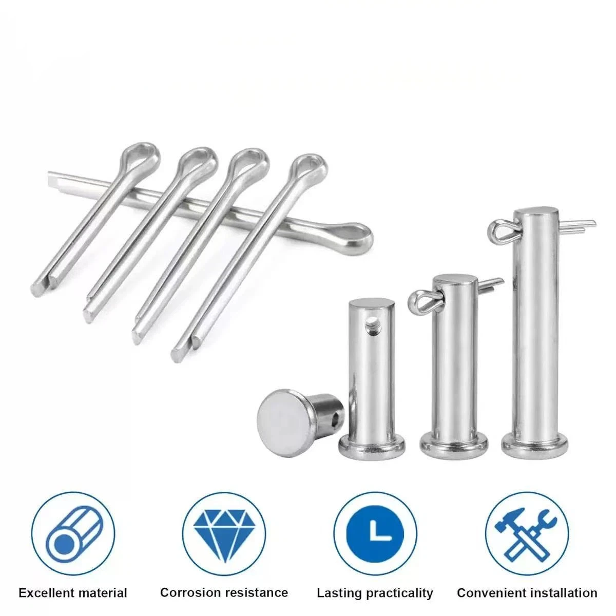 175Pcs Sliver Split Pins Cotter Fixings Assorted Sizes Zinc Plated Steel Hard Case Link Split Cotter Pin High Quality