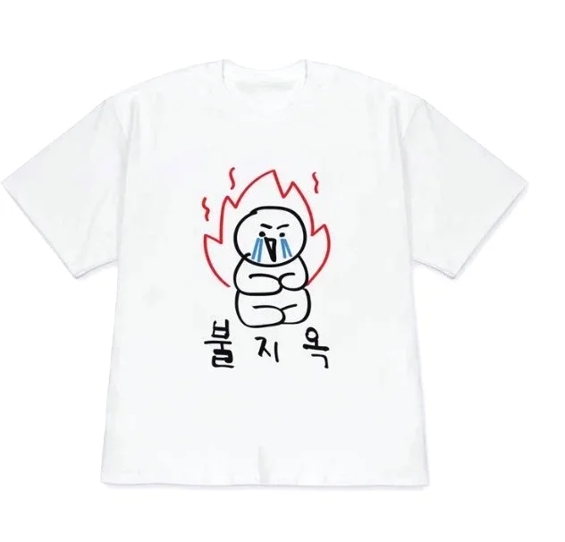Retro Korean Fashion Cute Angry Cartoon T-Shirt Korean Text Print Versatile Casual Tops Women Clothes Minimalist Y2k Sale Tees