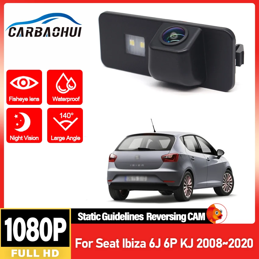 Kamera cofania FishEye do Seat Ibiza 6J 6P KJ 2008~2016 2017 2018 2019 2020 HD Night Vision 1080P Kamera cofania