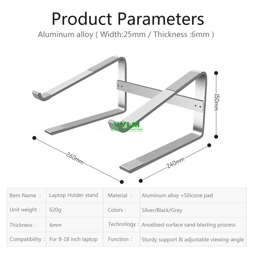 Aluminium Laptop Stand Notebook Riser Houder Voor Macbook Air 13 Ipad Pro Dell Hp Lenovo Xiaomi Computer Tablet Ondersteuning Ordinateur